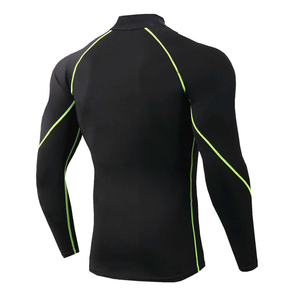 Ddmytiger Men S High Neck Fiess PRO Sports Running Long Sleeved T Shirt Autumn And Winter Elastic Quick Drying Standing Collar Sweater H