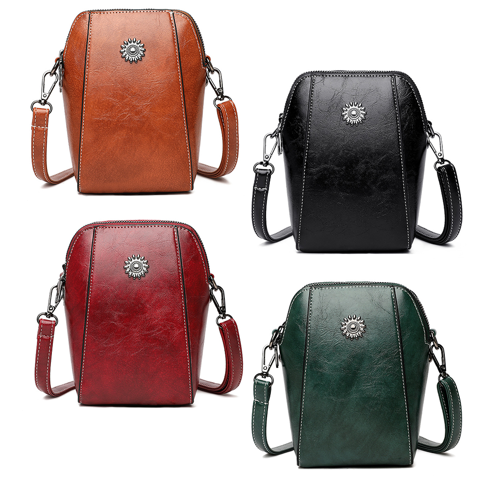 Women Leather Shoulder Bag Solid Color PU Crossbody Bag Waterproof Scratch-Resistant Versatile Zipper Crossbody Wallet Phone Bag