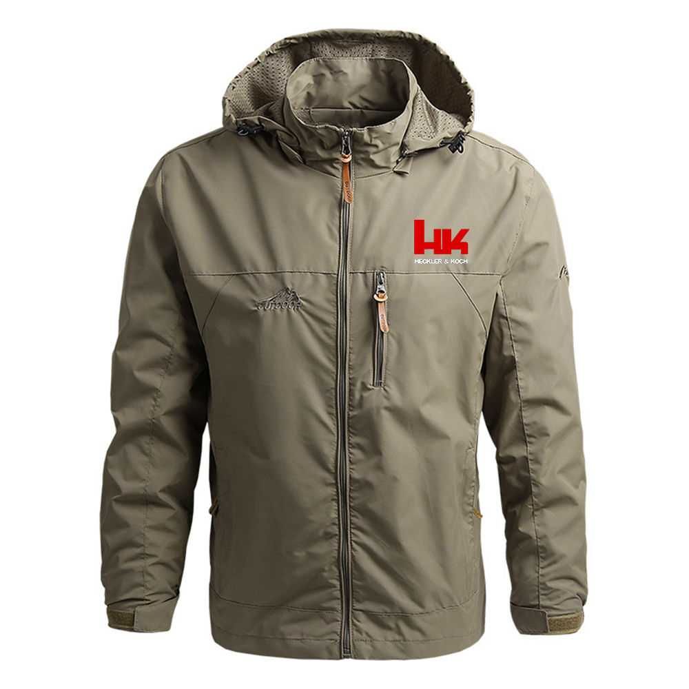 Hk Heckler Koch No Compromise Men Bomber Jacket Long Sleeve Hooded Trench Coat Jacket Fall Winter Coat Outdoor Zipper Waterproof