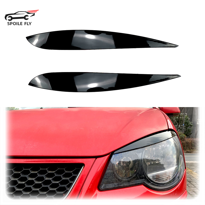 For Volkswagen VW Polo MK4 9N 9N3 2005 2006 2007 2008 2009 Headlight Eyelid Eyebrow Trim Front lamp Lid Cover Brow Sticker