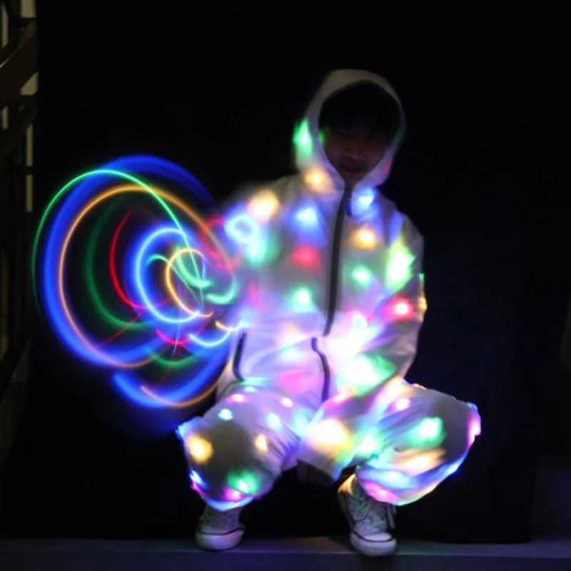 Light Up Rave Jacket Adult Kids Dance performance Fancy Dress Flash LED Lighs Waterproof Clothes cool night running props 0522