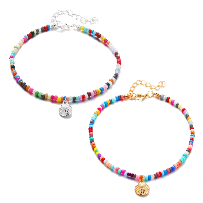 KIKI Small Beaded Anklets Handmade Boho Colorful Beads Ankle Bracelets Adjustable Foot Anklet Anklets for Women Girls
