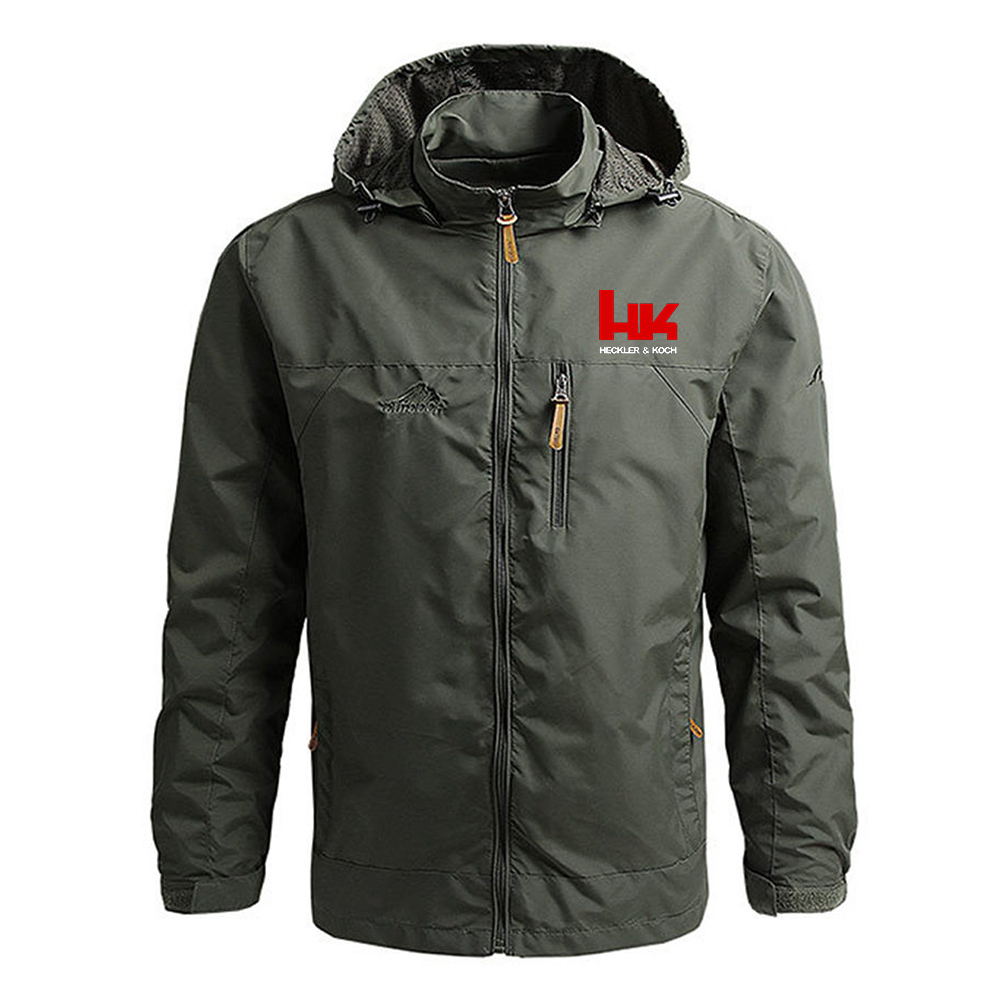 Hk Heckler Koch No Compromise Men Bomber Jacket Long Sleeve Hooded Trench Coat Jacket Fall Winter Coat Outdoor Zipper Waterproof