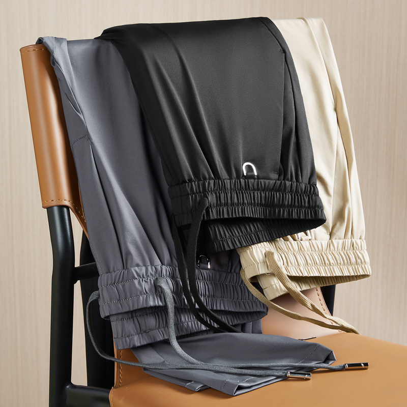 New Summer Casual Men's Simplicity Straight Pants Stretch Smooth Trousers Male Brand Loose Elastic Waist Thin Quick Drying Pants