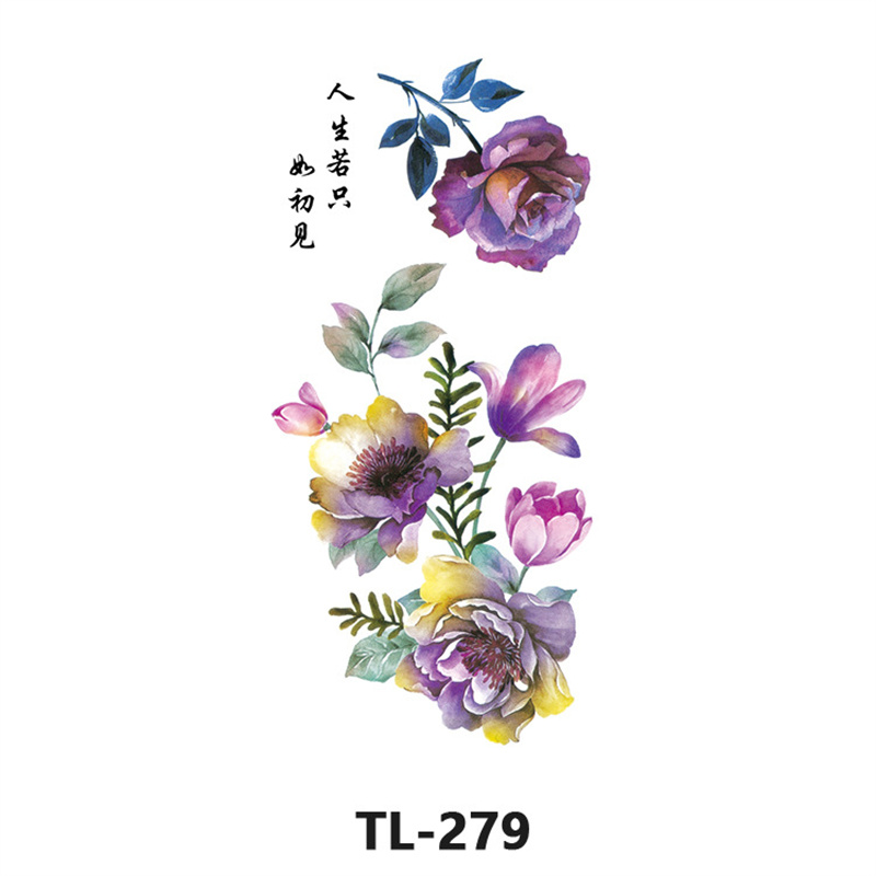 Colorful Floral Tattoo Stickers Water Transfer Tattood Girl Rich Styles Water Proofing Easy To Clean