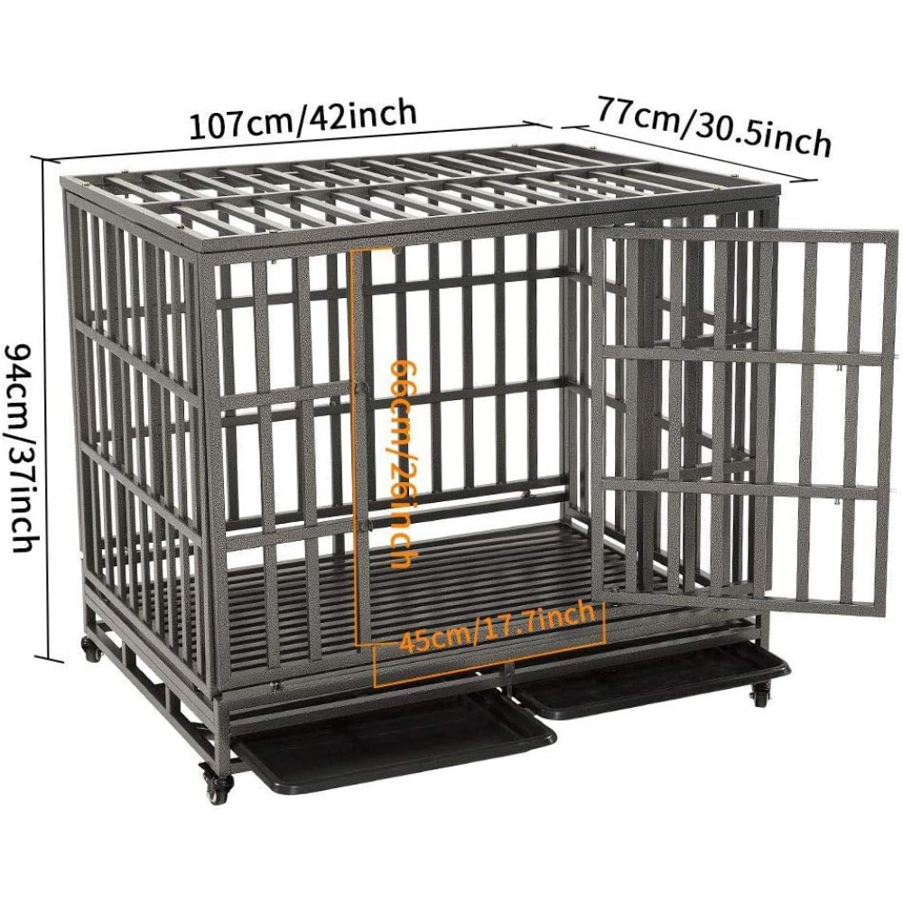 Easy to Install Cages |-f-| Houses and Fencing Dog Fence Pet Playpen With Four Wheels 42 Inch Puppy Black Corral House Enclosure