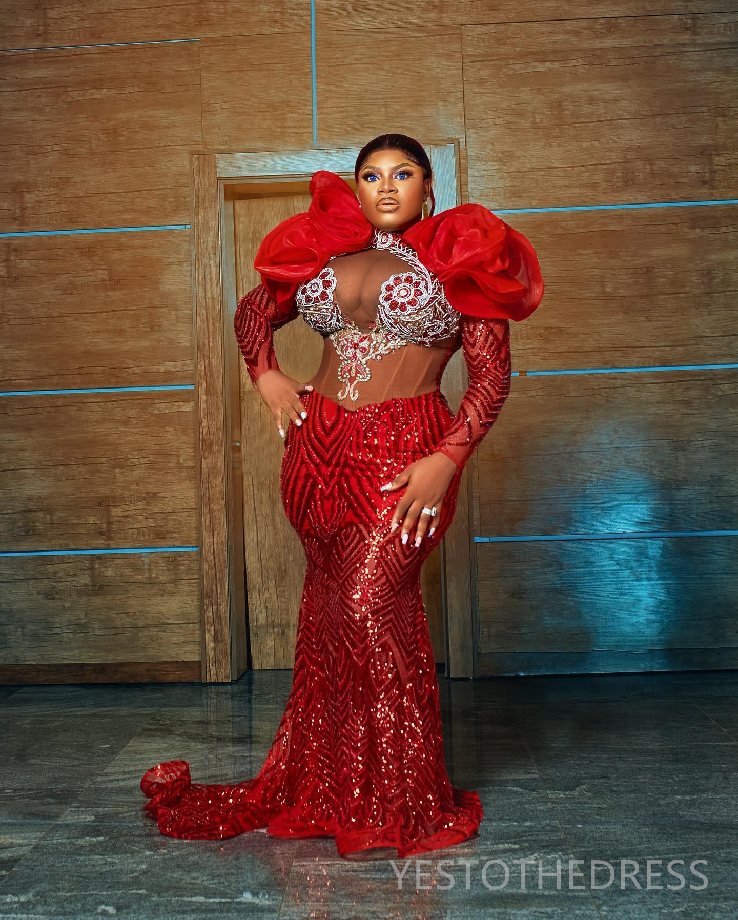 R&W 2024 Plus Size Aso Ebi Prom Dresses for Special Ocns Illusion Promdress Long Sleeves Mermaid Appliqued Beaded Lace Birthday Dress Second Reception