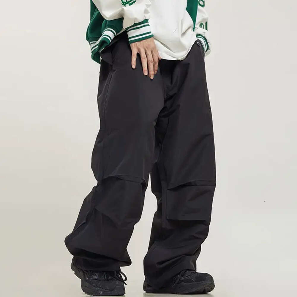 HOUZHOU Parachute Pants Sport Men Baggy American Street Cargo Wide Leg Trousers Male Tracksuit Hip Hop Loose Casual Oversize M522 30