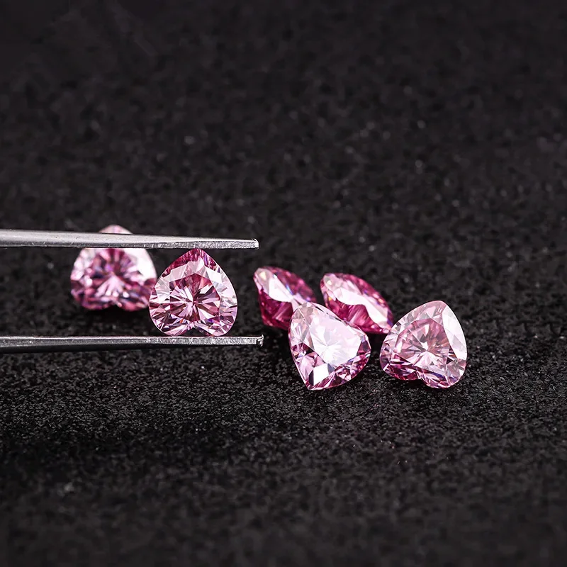 Heart Cut Dark Pink Moissanite Lab Grown Diamond Ewelry DIY Ring Necklace Earrings Main Stone Diamonds with GRA Certificate