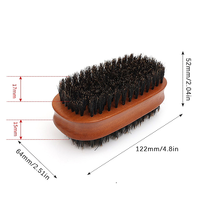 1PC Men Boar Bristle Hair Brush Natural Wooden Wave Brush For Male Beard Hairbrush Dual-purpose Double-sided Beard Brush