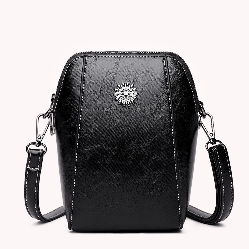 Women Leather Shoulder Bag Solid Color PU Crossbody Bag Waterproof Scratch-Resistant Versatile Zipper Crossbody Wallet Phone Bag
