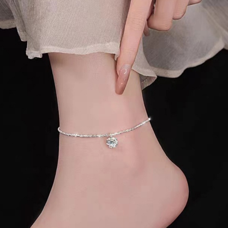 S925 Sterling Silver Anklet Full of Stars Sparkling Super Sparkling Zirconia Anklet Female Premium Niche Design Foot Jewellery