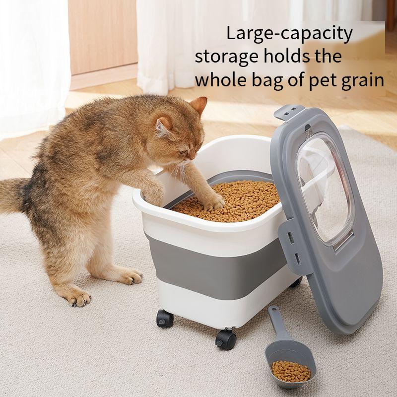 33LB Collapsible Dog Folding Airtight Pet Cat Food Container with Lids Sealing Kitchen Rice Storage Boxes
