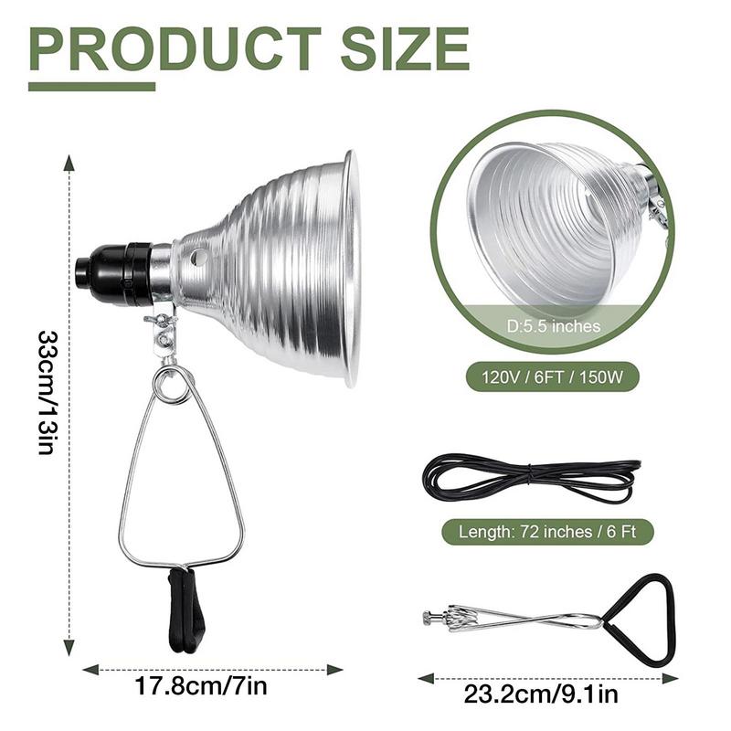 Reptile Heat Lamp Holder 300W Reptile Heat Lamp Holder Pet Bulb Lampshade Emitter Lamp Reptile Pet Lampshade 5.5 inch
