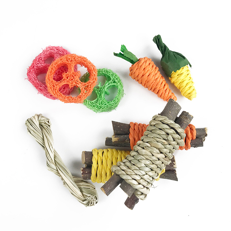 Pet Chew Toy Sets Hamster Rabbit Guinea Pig Rat Molar Teeth Care Wooden Branch Small Animal Pet Tooth Grinding Snacks