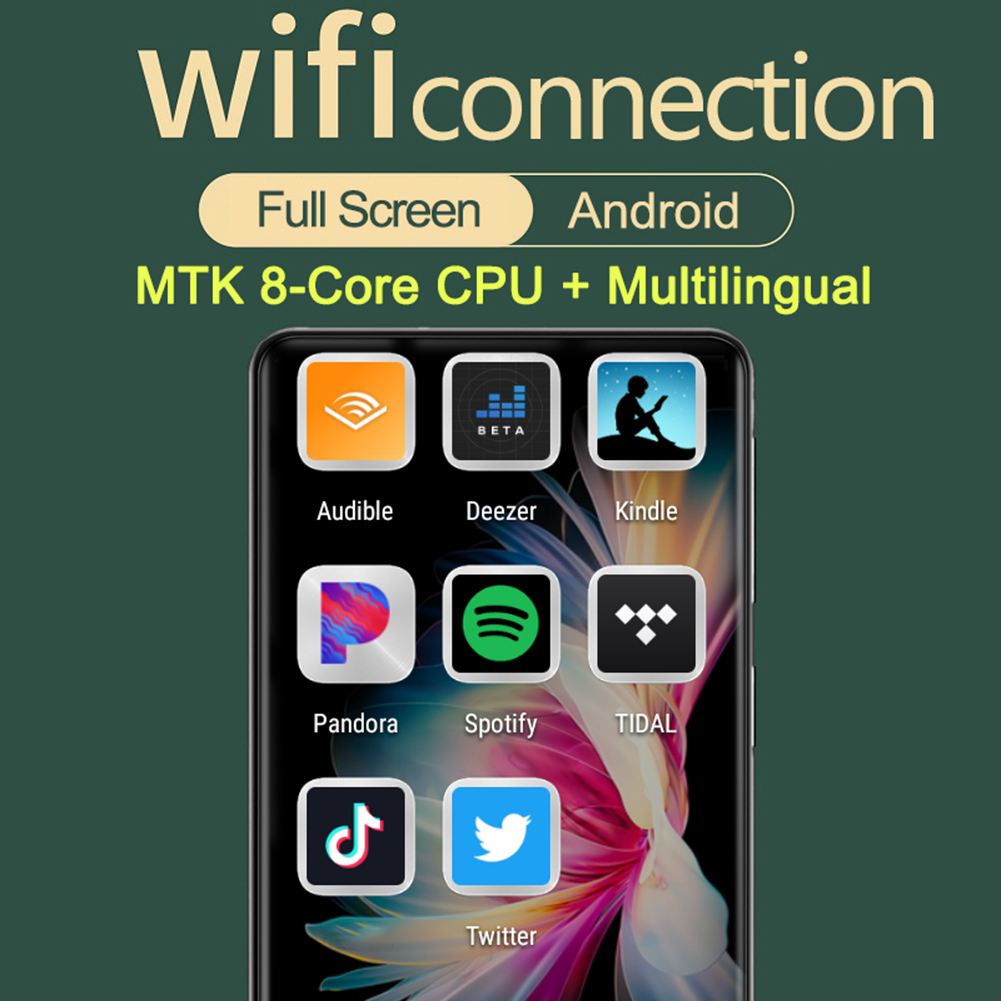 MP3 MP4 Player Android 8.1 WIFI Bluetooth 5.0 4.0 Inch Touch Screen Audio Recorder Portable MP3 Player Built-in Speaker FM Radio