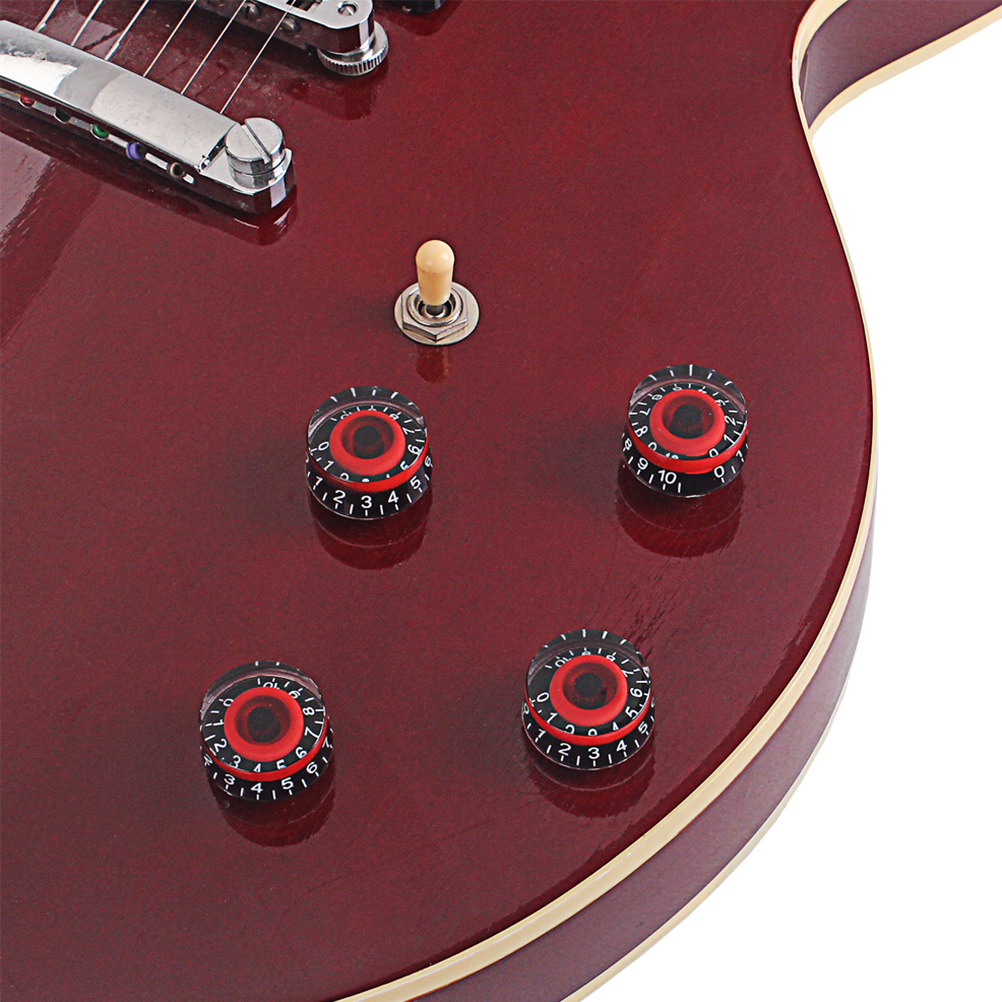 GD17A Guitar Knobs Acrylic Effect Pedal Guitar Control Amplifier Knobs For Electric Guitar Bass Black And Red