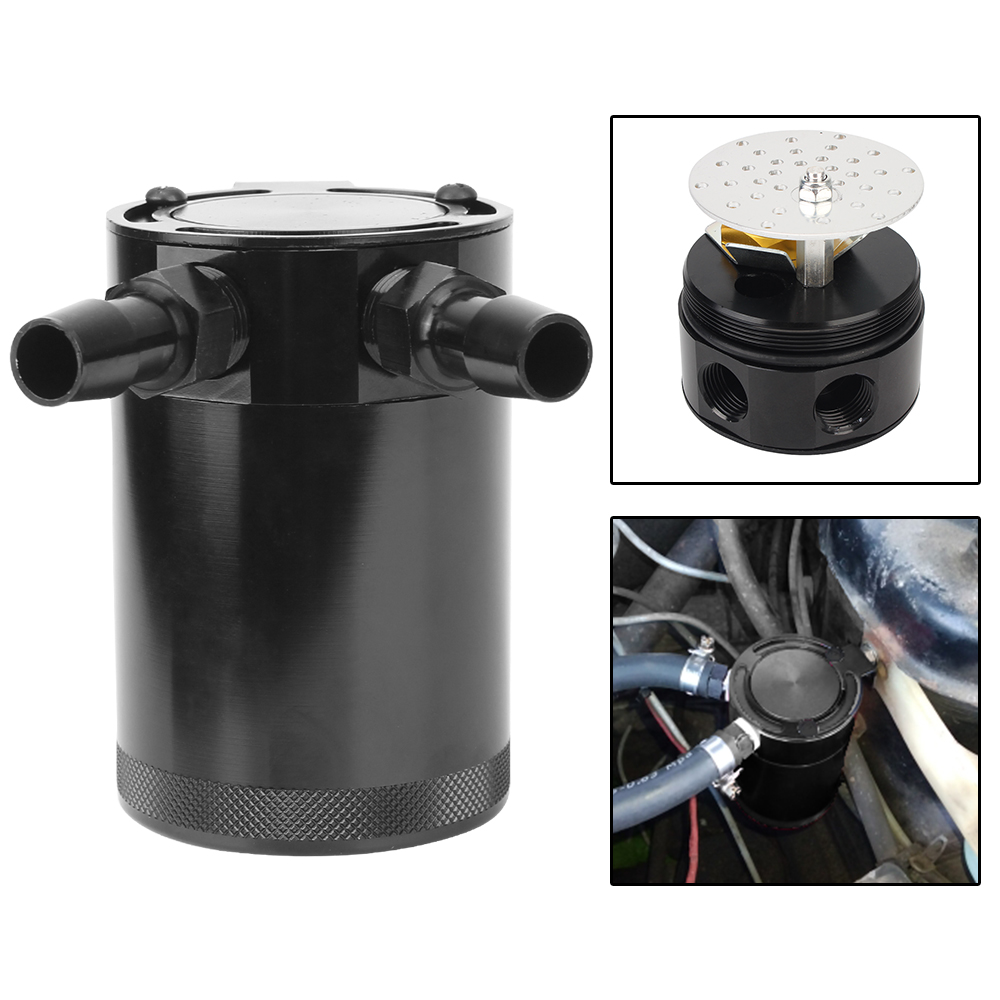 Aluminum Universal Compact Baffled 2-Port Oil Catch Can Fuel Tank