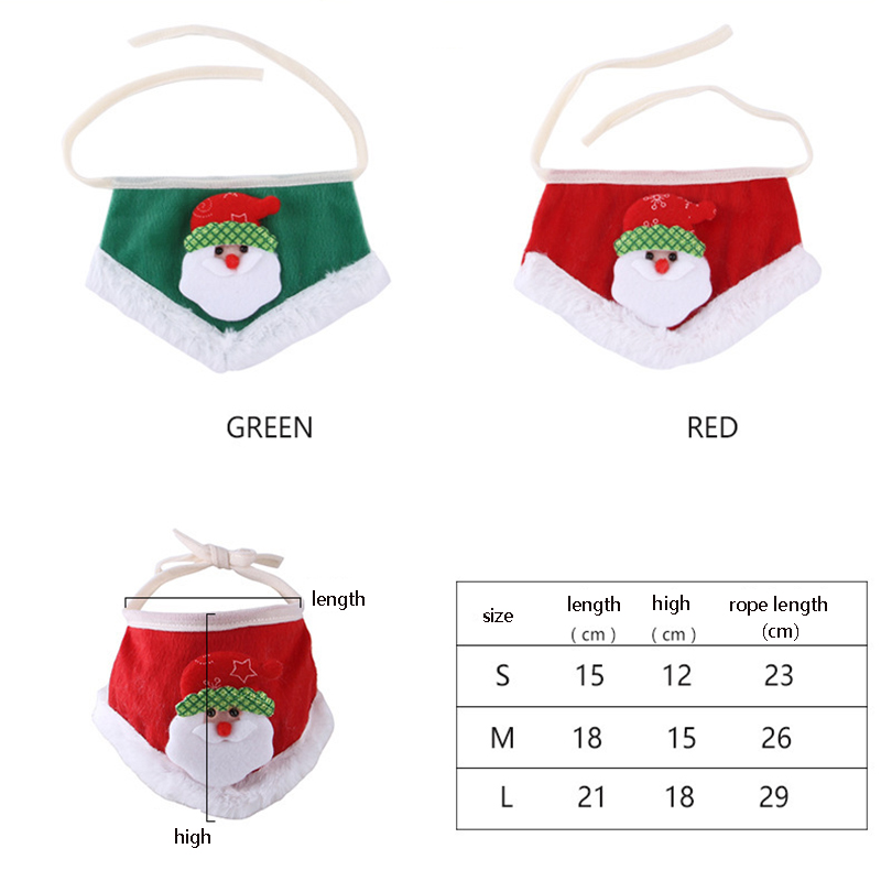 Pet Christmas Collar Dog Holiday Pet Collar Triangle Towel Adjustable Cat Bib Drool Towel Santa Claus Ornaments Cat Accessories