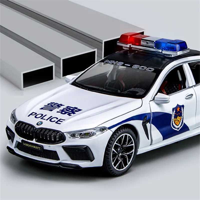 Diecast Model Cars 1 24 M8 MH8 Alloy Car Model Diecasts Metal Toy Police Vehicle Car Model Collection Sound and Light Simulation Childrens Toy Gift