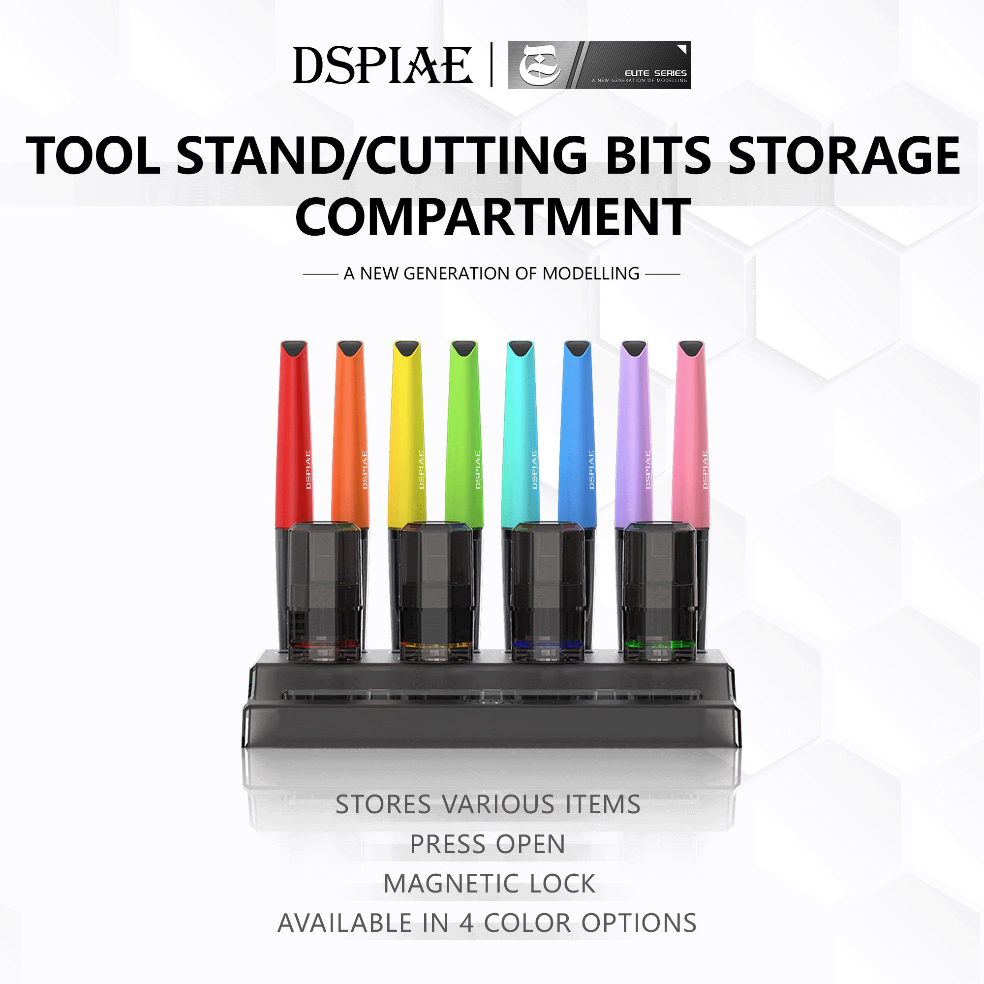 DSPIAE 4 pcs/set PT-PR PT-R Tool Storage Bin Tool Stand Cutting Bits Stprage Compartment Red Yellow Green Blue