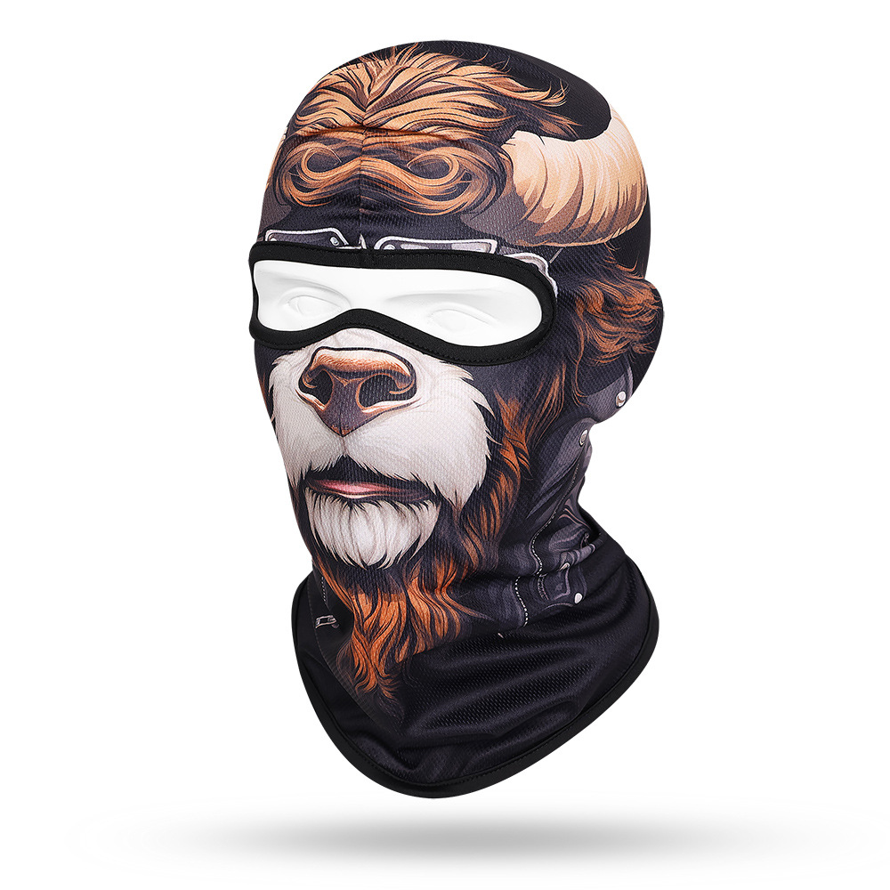 Quick Dry Breathable Headgear,New Cute 3D Animal Printed Mask,Motorcycle Motocross Biker Full Face Cap,Cycling Helmet Liner Hat,