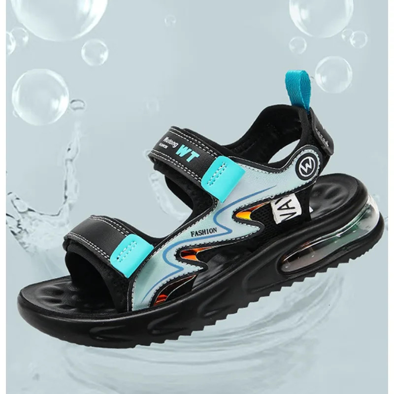 Boys Sandals Air-cushion Bottom SummerChildrens Non-slip Middle-aged and Small Boys Outdoor Sports Beach Student Sandals 240513