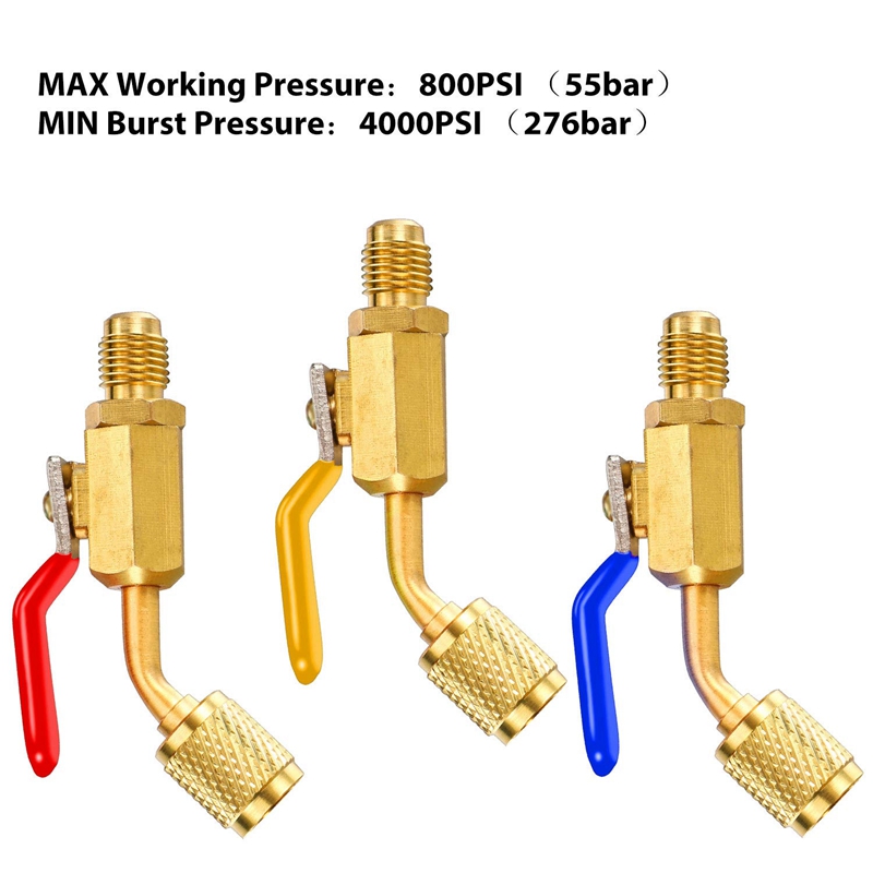 7 Pcs Air Conditioning Refrigerant Angled Compact Ball Valve, 1/4 Inch SAE For R410A R134A AC HVAC,For Mini Split System