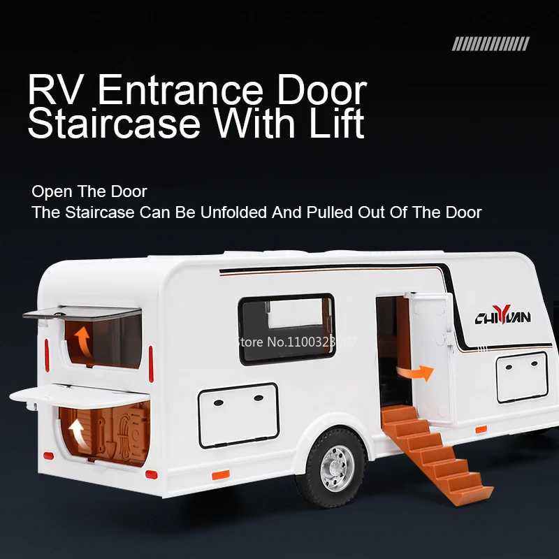 Diecast Model Cars 1/32 Rolls Royce Cullinan RV Car Model Alloy Diecast Off-road Vehicle Toy With Sound and Light Camping Car Model For Boys Gifts