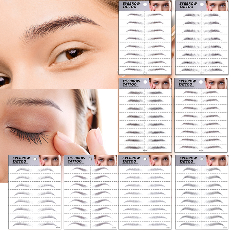 Eyebrow Tattoos Waterproof Stickers Hair Like Long Lasting Water Transfers Sticker Makeup Eye Brow Shaper for Grooming