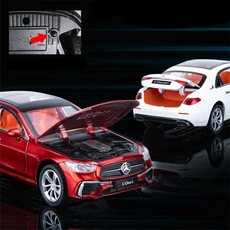 Diecast Model Cars 1 24 C-Class C260 L Alloy Car Model Diecasts Metal Toy Vehicles Car Model High Simulation Sound and Light Collection Kids Gifts