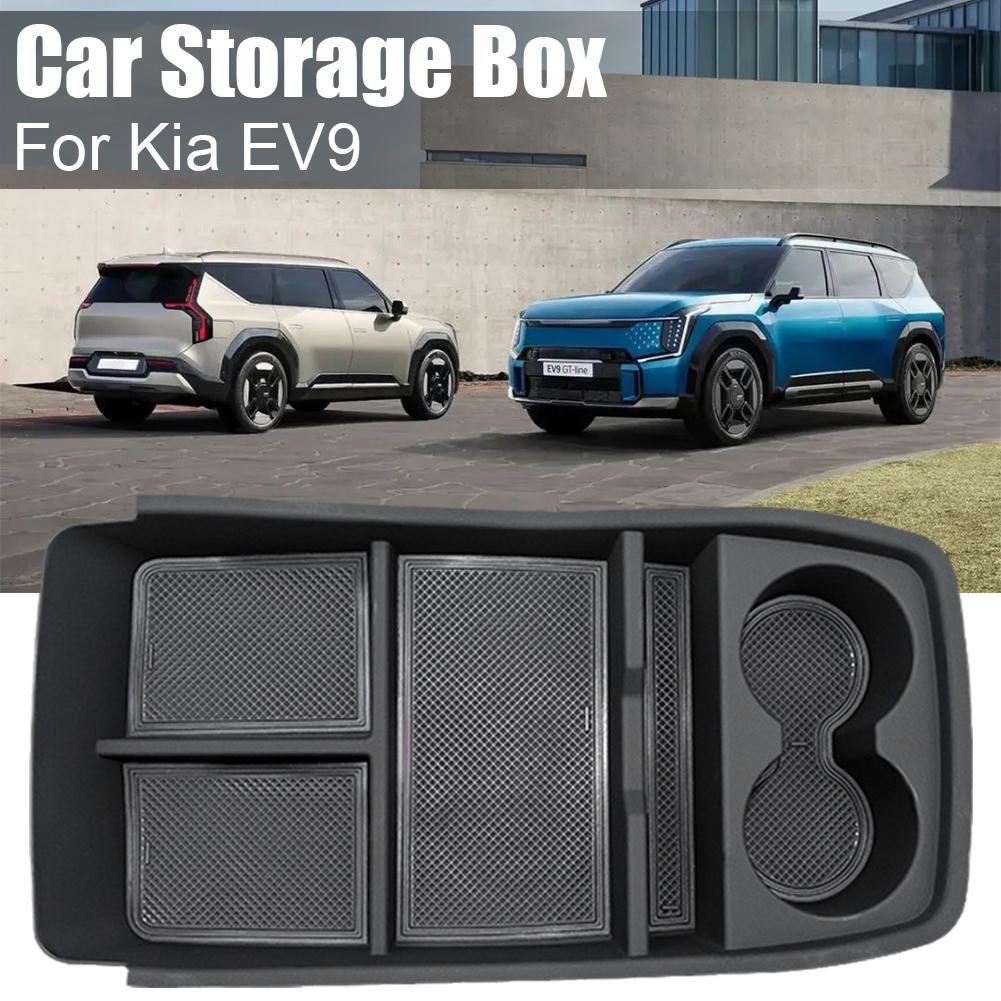 For Kia EV9 Center Storage Box Console Armrest Organizer Phone Holder Tray Container Car Accessories