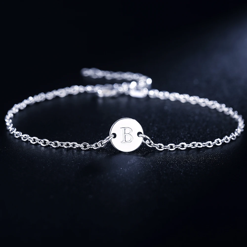 925 Sterling Silver 26 Letter Women Men Chain Bracelet Anklet Charm Wedding Personality Jewelry Lady Gift Party