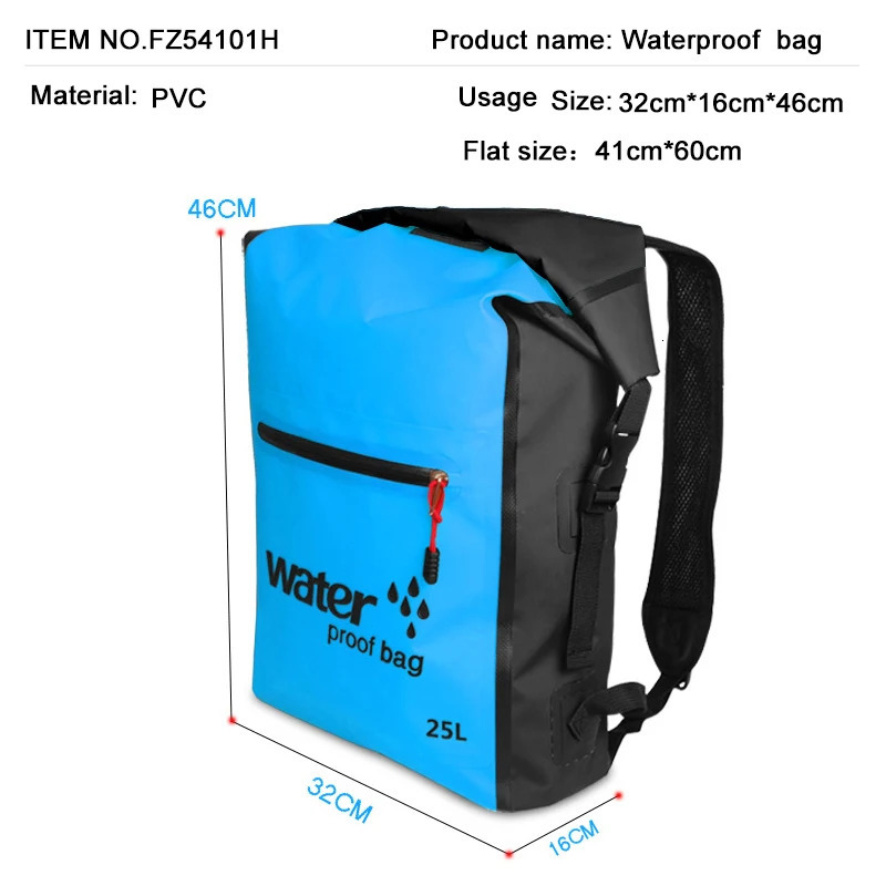 Dry Waterproof Bag Backpack Sack Bucket Floating 25L Outdoor Storage Bags For Boating Fishing Rafting Swimming Kayaking 240520bj