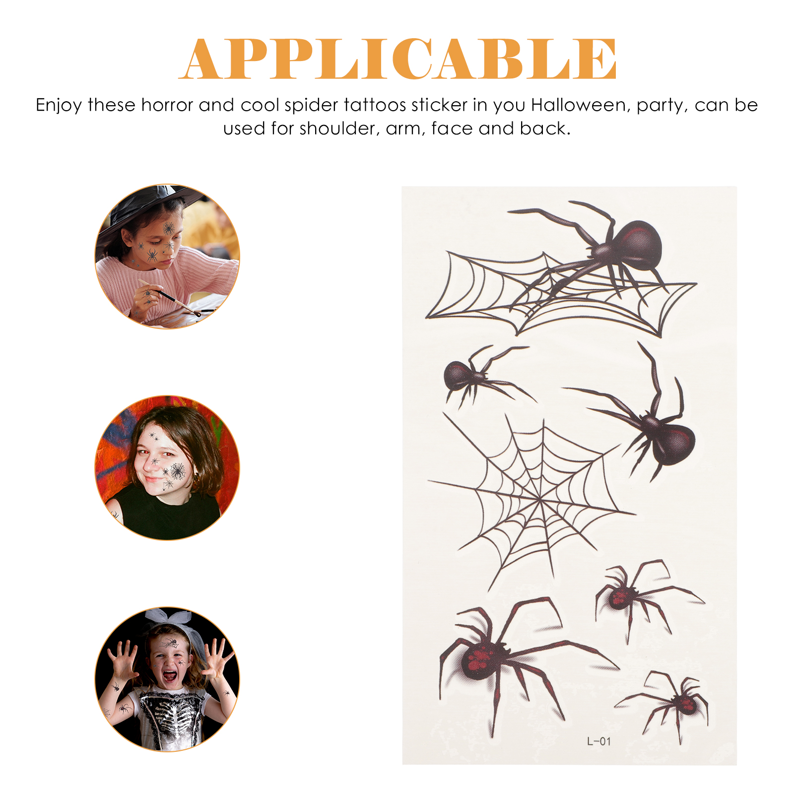 20 Sheets Spider Tattoo Sticker Spiderweb Tattoos Stickers Transfer Cobweb Temporary