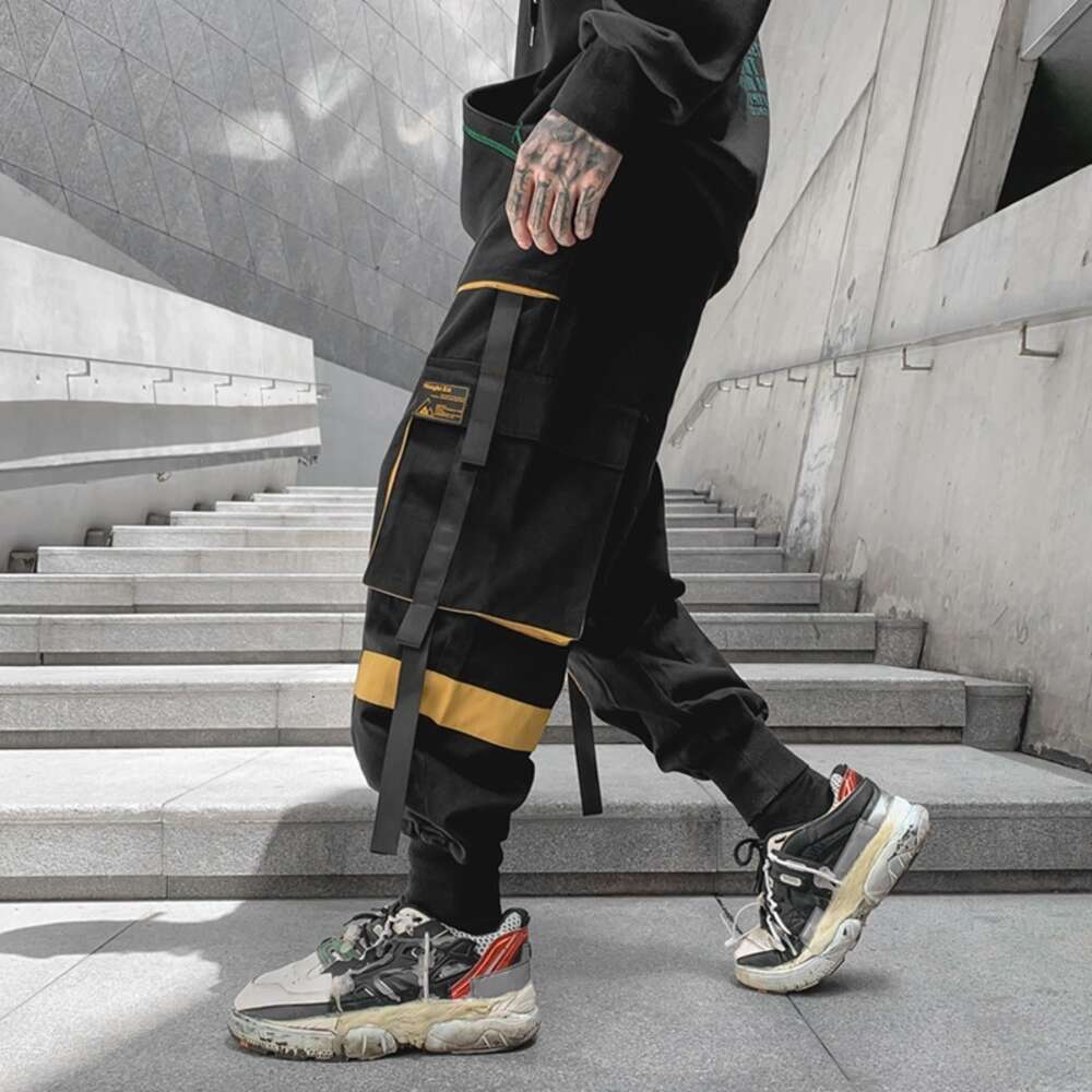 HOUZHOU Techwear Pants Haruku Cargo Trousers Male Hip Hop Loose Casual Streetwear Japanese Men Clothing Patchwork M522 60