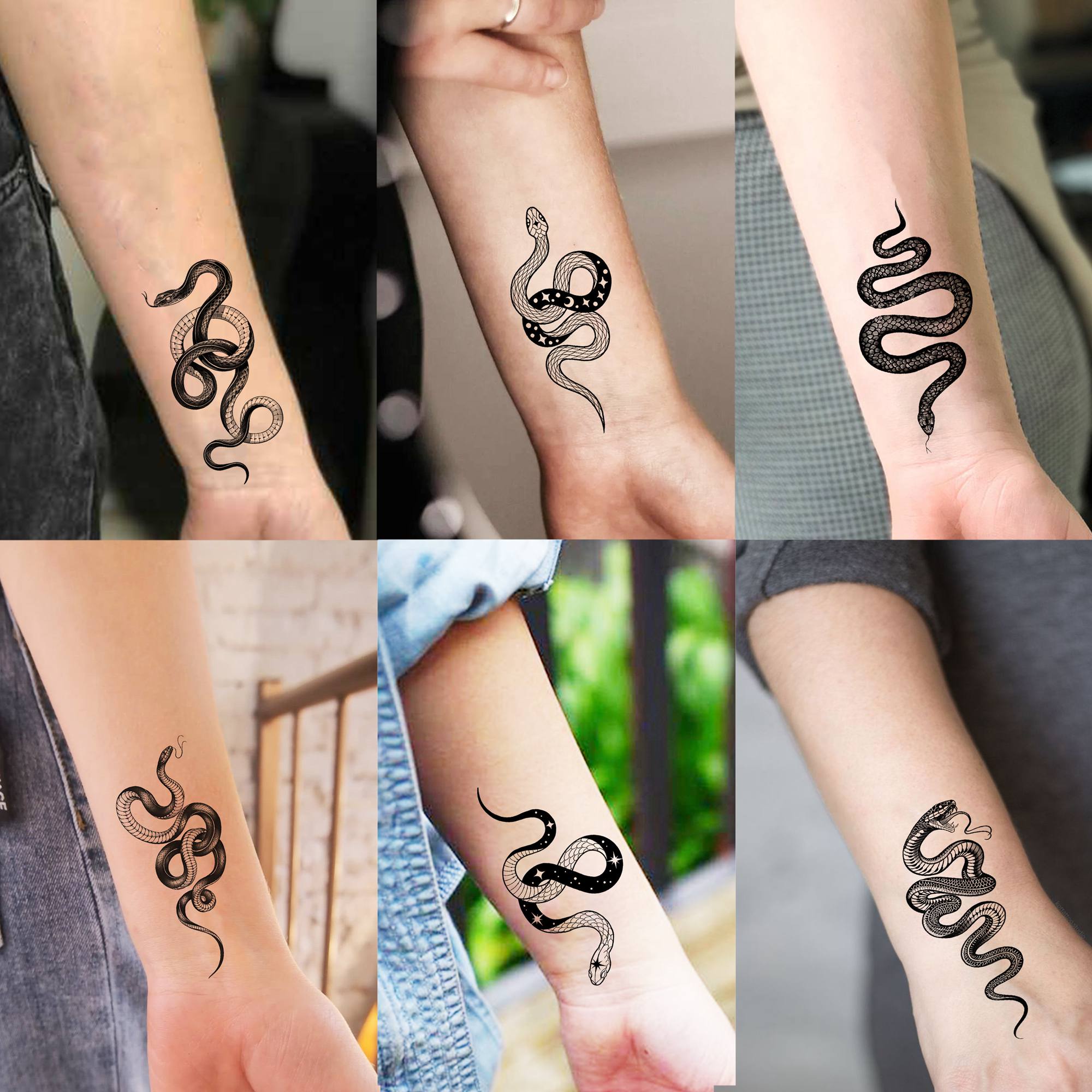 18 Sheets Small Snake Temporary Tattoos For Men Women Neck Hands Fake Tattoo Stickers DIY Small Black Snake Tattoos Holiday 3D