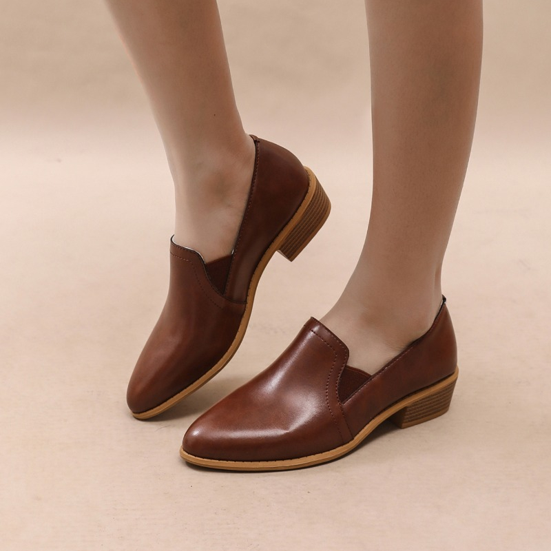 Autumn Women New Round Toe Pumps Loafers Single Zipper PU Leather Simple and Comfortable New Women's Shoes b648 's