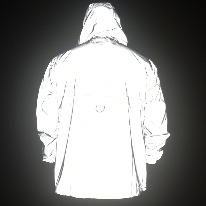 Harajuku Colorful Reflective Jackets Men Spring Autumn Pullover Long Sleeve Half Zipper Reflect Light Coats Ropa Hombre