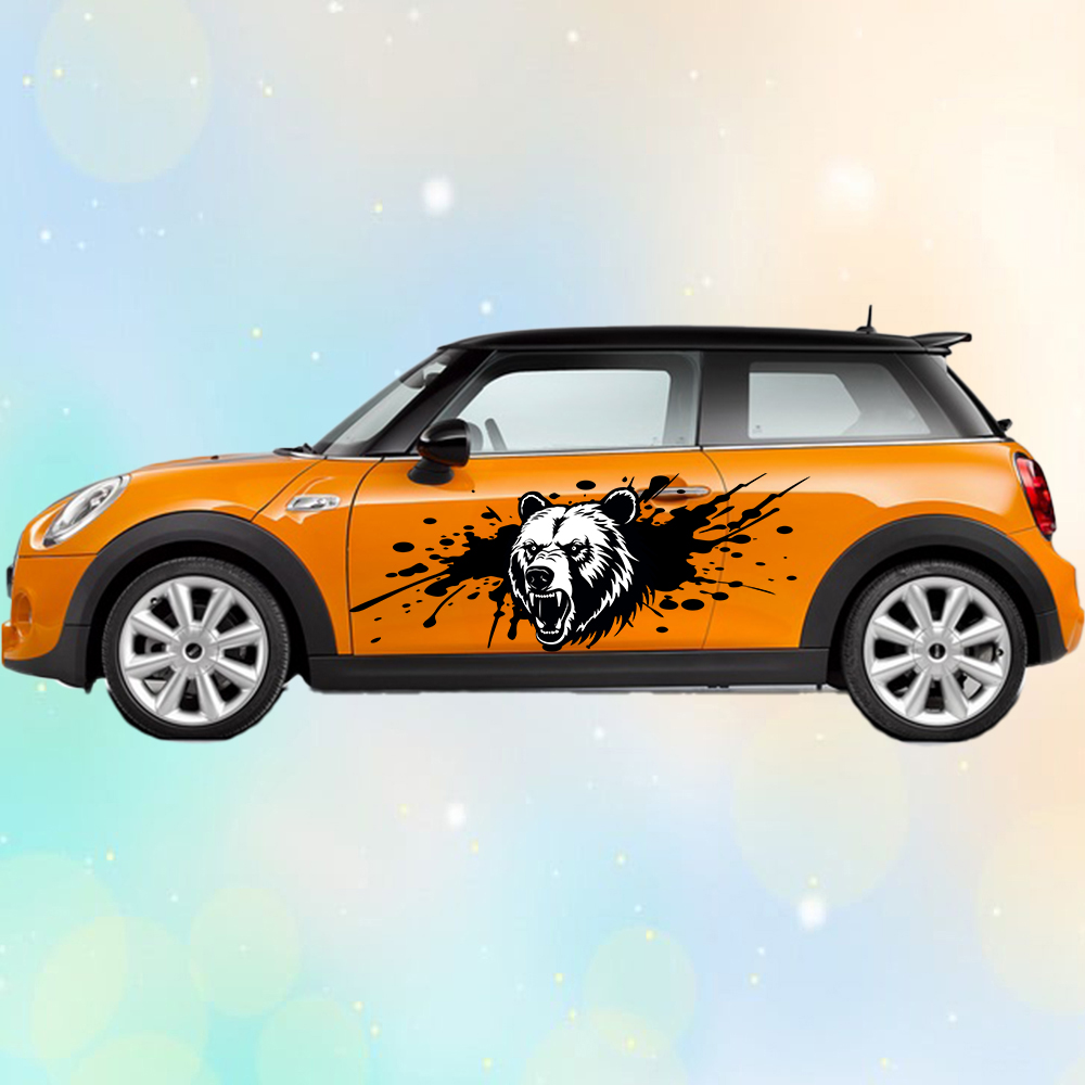 Angry Bear Splash Large Car Stickers and Decals Car Body Stickers Car-Side Decals Waterproof Car Vinyl Stickers for Truck SUV