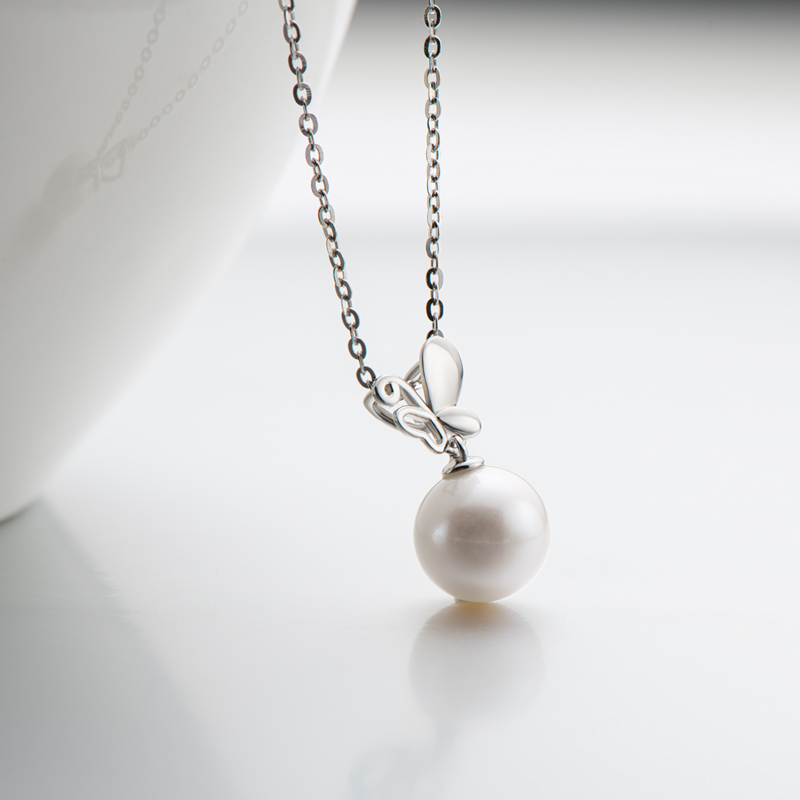 AINUOSHI 925 Silver Original Certified Chain For Women 8-8.5mm Freshwater Pearls Pendant Necklace Birthday Party Jewelry Gift