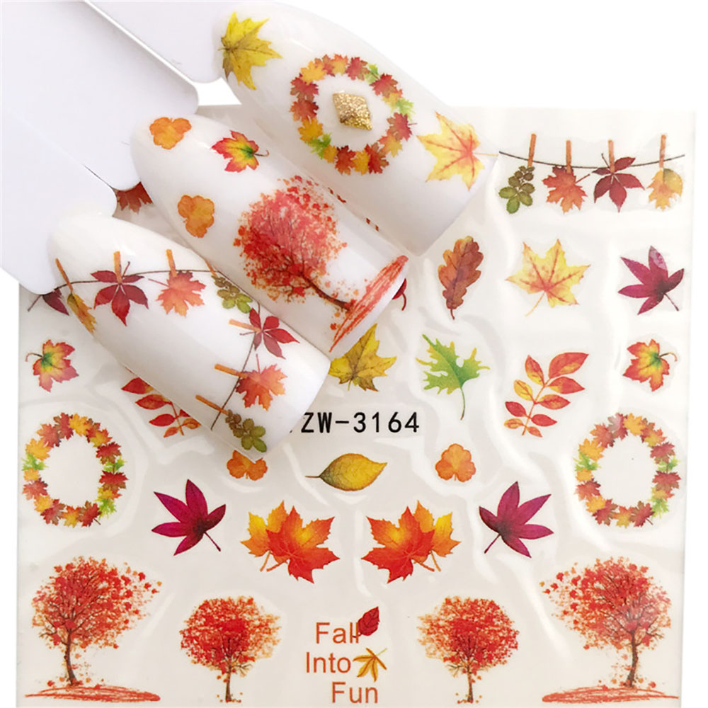 Maple Leaf Nail Stickers Nail Decal Flower Summer Nail Stickers Water Transfer Watermark Manicure Designer Deco Nail Art