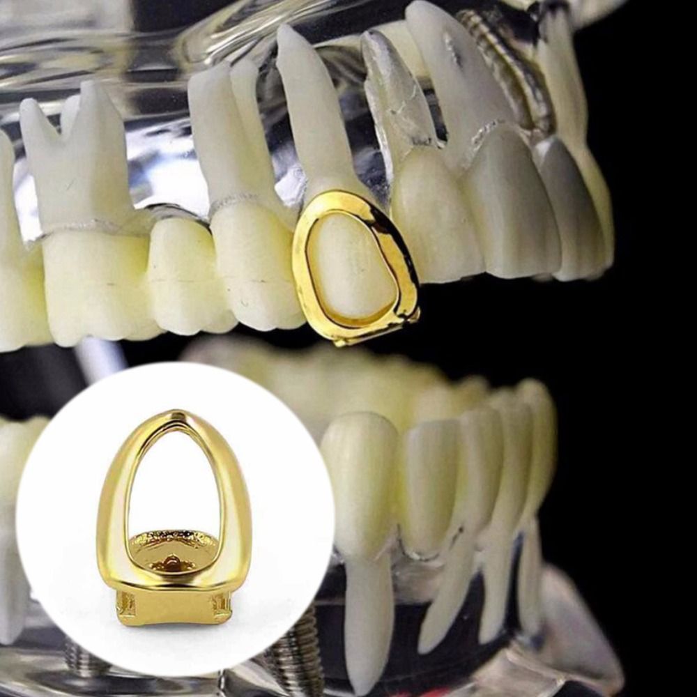 Metal Single Shackle Teeth Personality Hollow Out Hip Hop Rapper Top Bottom Dental Tooth Jewelry Top Bottom Dental Accessories