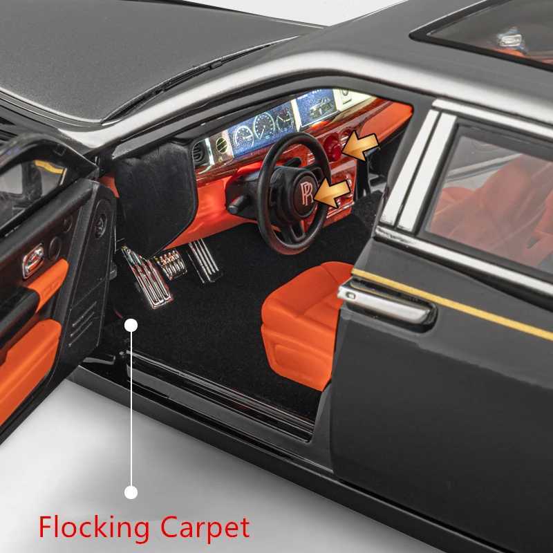 Diecast Model Cars 1/18 Rolls-Royce Phantom Alloy Luxy Car Model Diecasts Metal Toy Vehicles Car Model Simulation Sound Light Collection Kids Gifts