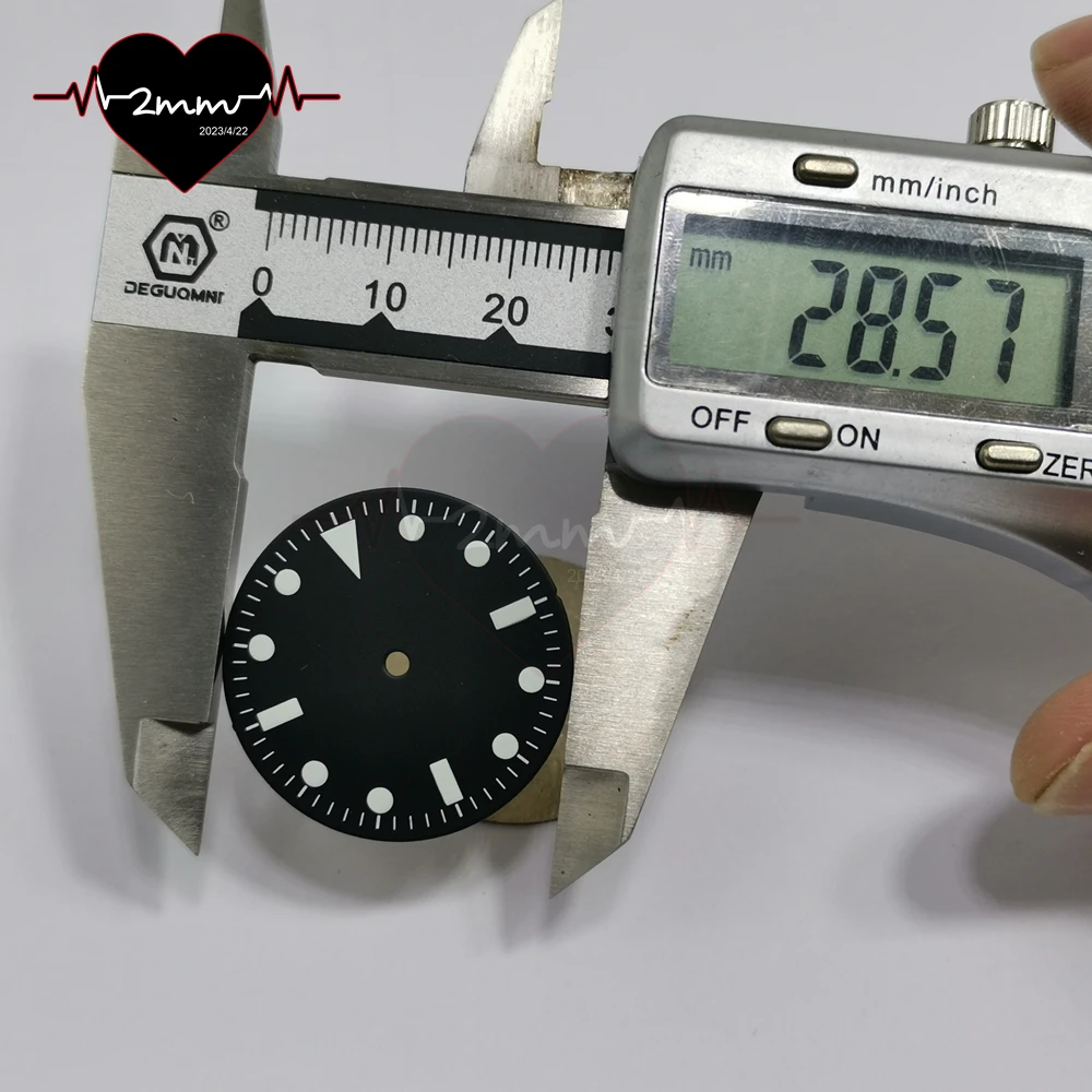 Blank Watch Dial for NH36 NH35 Movement 28.5mm matte Watch Faces Black 12 hour index lume C1 green