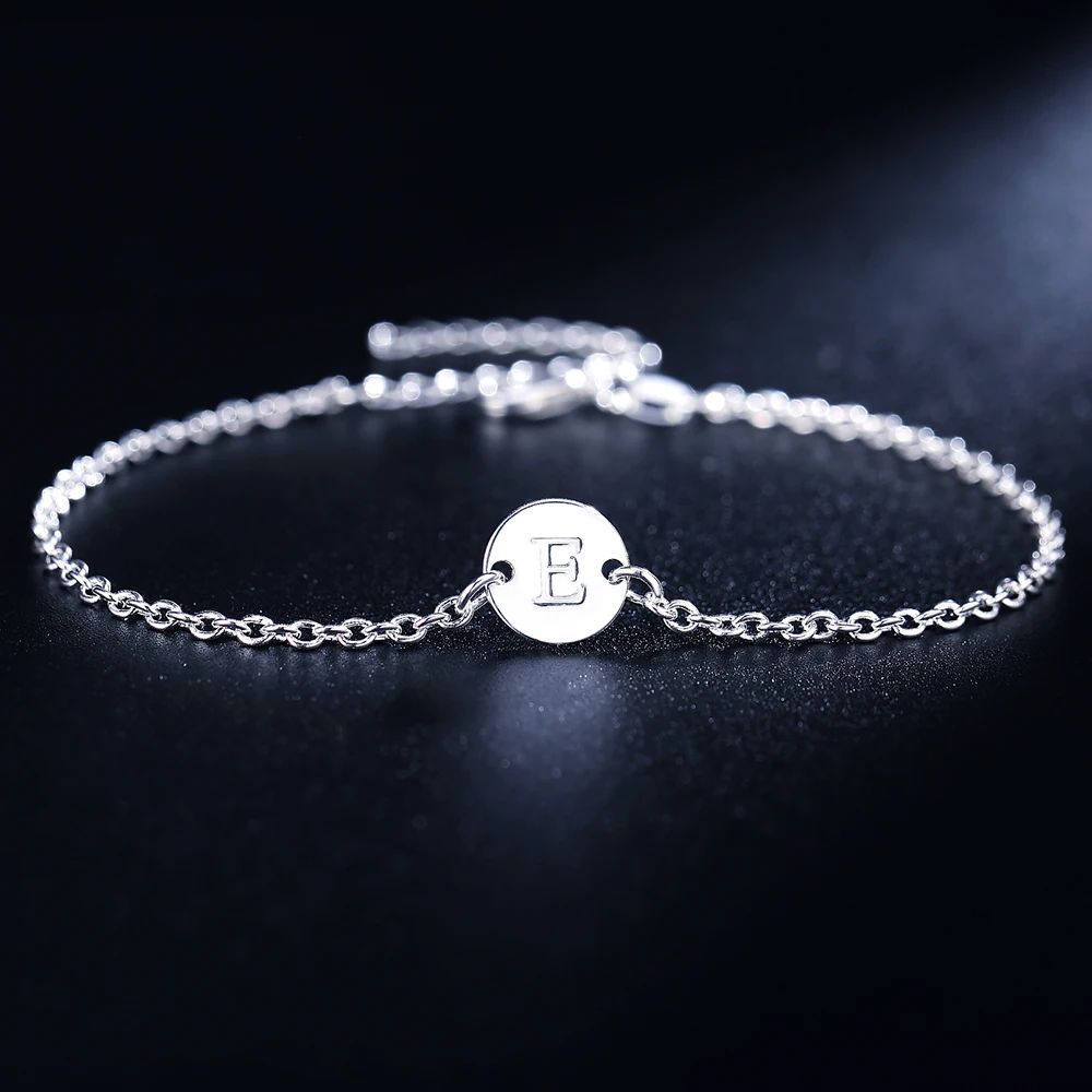 925 Sterling Silver 26 Letter Women Men Chain Bracelet Anklet Charm Wedding Personality Jewelry Lady Gift Party