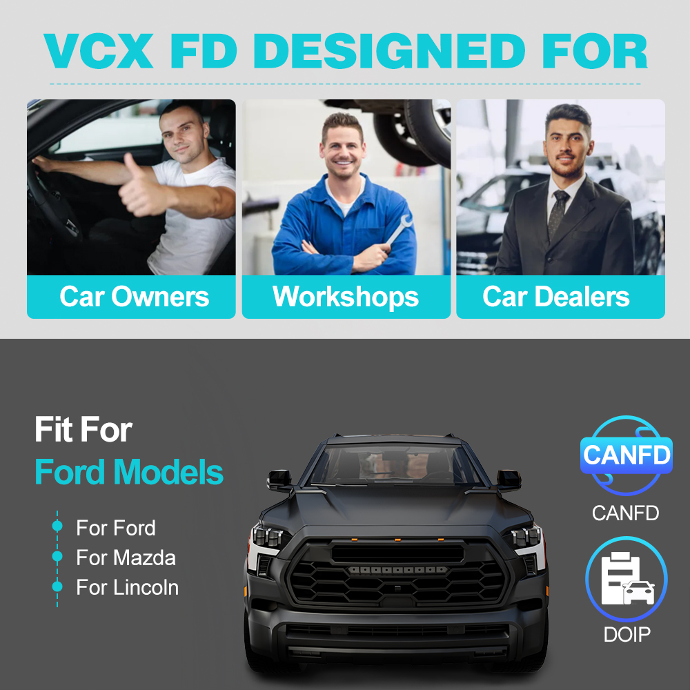 2024 VXDIAG VCX FD for Ford Mazda Car ODB2 Diagnostic Tool with CAN FD DoIP All System Diagnosis ECU Coding J2534 Programming
