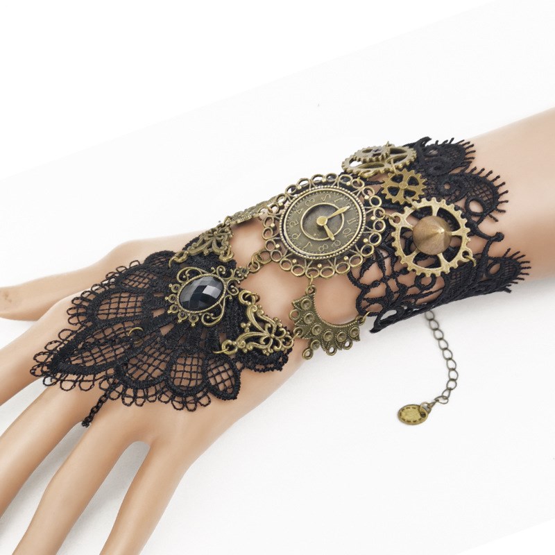 Original Design Multi Gears clock Nice Combined DIY Gear Mechanism Steampunk Bracelet Vintage Lace Bracelet Cosplay Party gift