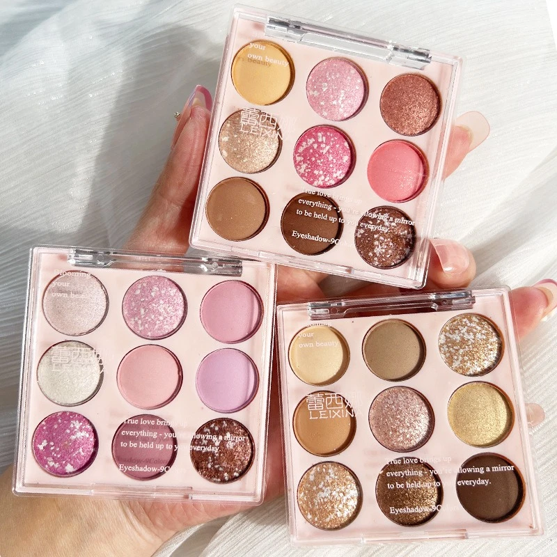 9Colors Eye Shadow Palette Pink Purple Earth Tone Pigments Tinted Powder Face Highlighters Pearly Glitter Matte Eyeshadow Pallet