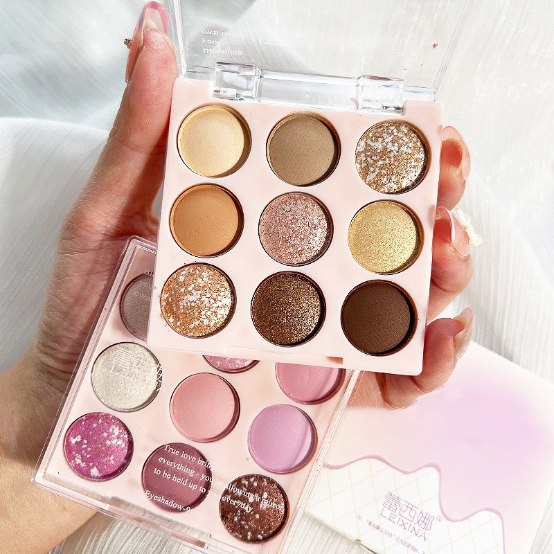 9Colors Eye Shadow Palette Pink Purple Earth Tone Pigments Tinted Powder Face Highlighters Pearly Glitter Matte Eyeshadow Pallet